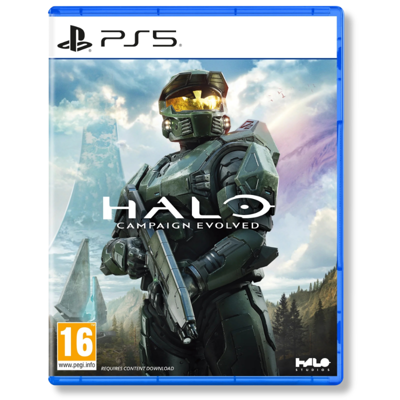 Halo game case for PS5 with a soldier in futuristic armour against a scenic background