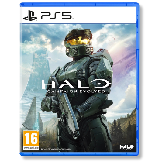 Halo game case for PS5 with a soldier in futuristic armour against a scenic background