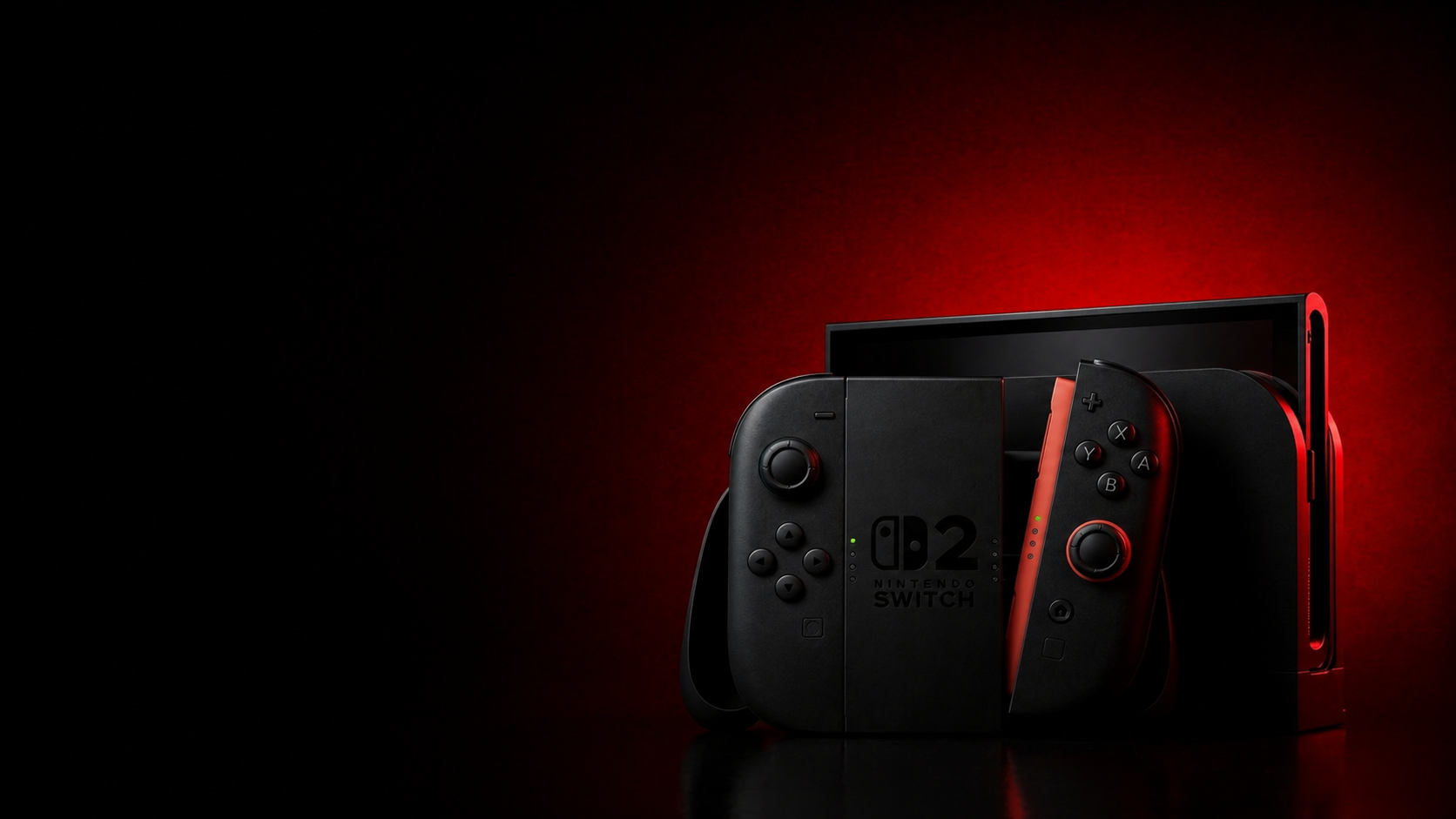 Nintendo Switch 2 console hero image with cinematic red lighting and futuristic gaming atmosphere