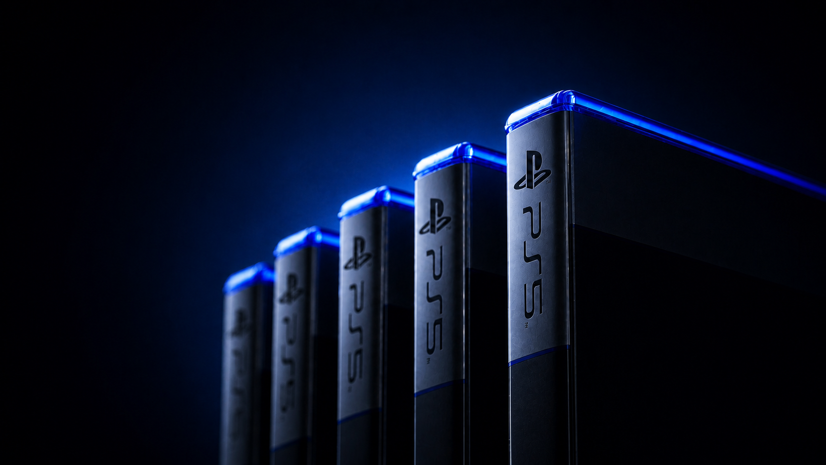 PlayStation 5 games collection hero image with cinematic blue lighting and premium gaming atmosphere