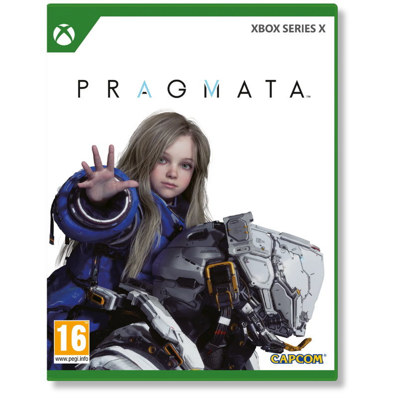 Game box for 'Pragmata' on Xbox Series X with a character in futuristic armor.